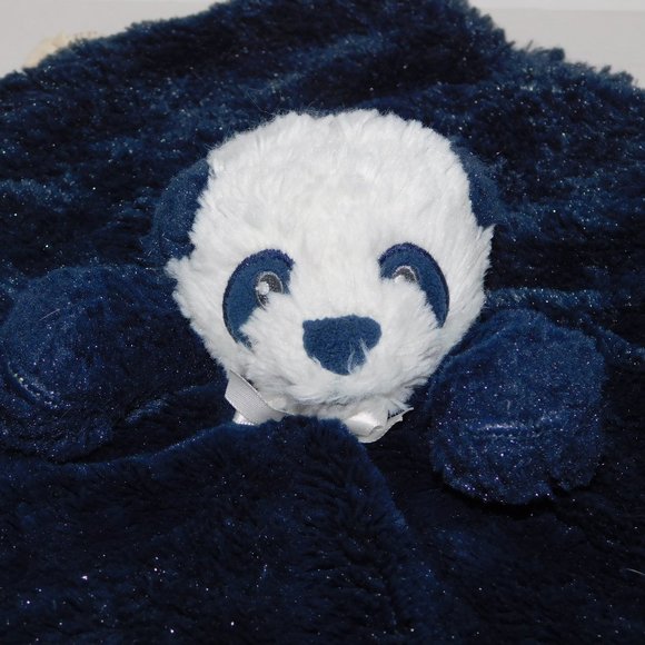 Blankets & Beyond Navy Blue White Panda Bear Security  Blanket Nunu Baby Lovey - Picture 2 of 7